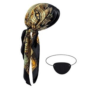 Pirate Costume Accessoriess Set For Women Men Pirate Head Scarf Hat Eye Patch🦁